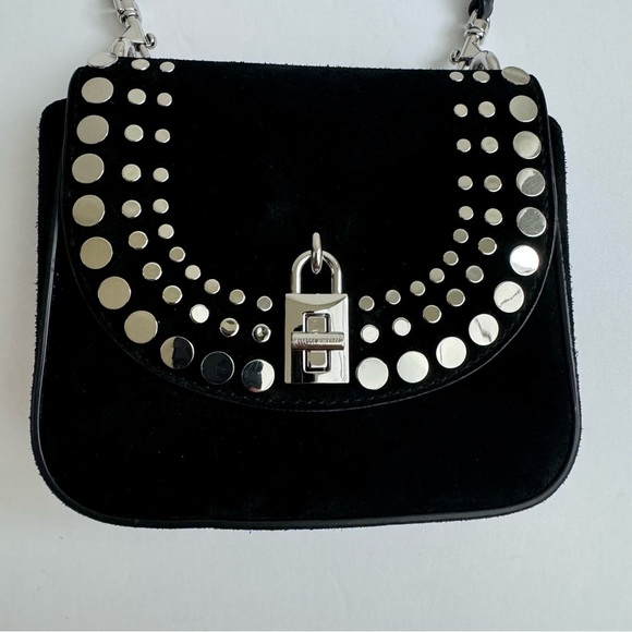 REBECCA MINKOFF Love Too Small Suede Crossbody with Studs Black NWT - Picture 3 of 12